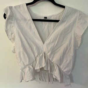 White Linen Crop Top & Pant Set